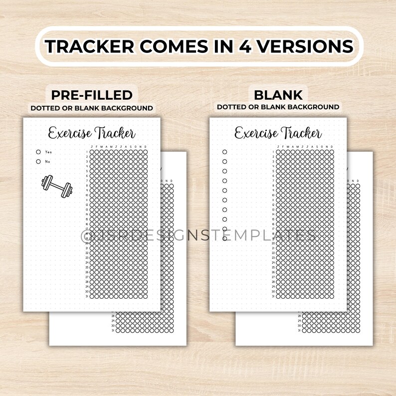 Exercise Tracker Dotted Journal, Printable Workout Log, Fitness Planner ...