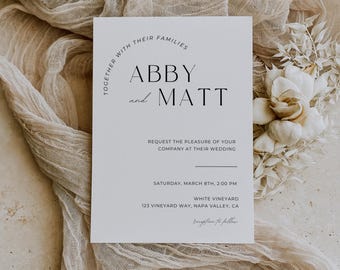 Moderne Minimalistische Hochzeitseinladung Hochzeit einladen Elegante Einladungskarte Druckbare Personalisieren Vorlage Sofortiger digitaler Download