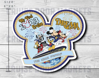 Personalized Disney Cruise Door Magnets - My First Cruise Vacation, Stateroom Decor, Ship, Mickey Ear, Minnie, Donald, Pluto, Goofy, DCL