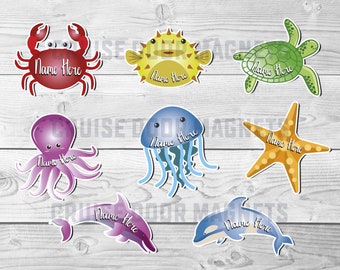 Sea Creatures Personalized Cruise Door Magnets, Under the Sea Animals, Stateroom Decoration, DCL Family Cruise, Carnival, Norwegian, Royal