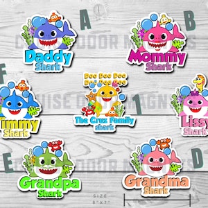 Baby Shark Magnets, Personalized Cruise Door Magnets, Disney Cruise, Royal Caribbean, Stateroom Door Decor, Family Cruise gifts, Carnival
