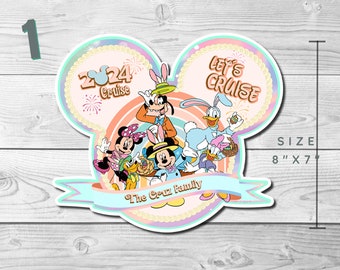 Easter Personalized Disney Cruise Door Magnets - Mickey & Friends, Stateroom Door Decorations, DCL Family Cruise Vacation, Gifts for Cruise