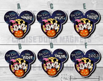 Halloween Cruise Mickey Minnie - Personalized Custom Magnets - Disney Cruise Door Magnets, Stateroom Decoration, Halloween on the High Seas