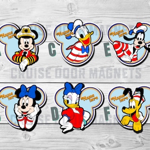 Disney Cruise Door Magnets Fab 6 Pop Outs - Personalized, Stateroom, Disney inspired Mickey and Friends, Minnie, Donald, Pluto, Goofy, Daisy