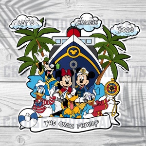 Large Sail Away DCL Personalized Magnet, Disney Family Cruise Door Magnets, Mickey Friends, Minnie, Donald, Daisy, Goofy, Pluto, Gift Cruise