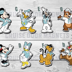 25th Anniversary Fab 6 Sailor Disney Cruise Door Magnet, Chip, Dale, Mickey and Friends, Minnie, Donald, Goofy, DCL, Stateroom, Porthole