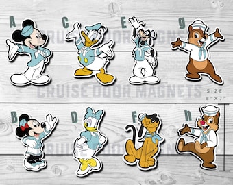 25th Anniversary Fab 6 Sailor Disney Cruise Door Magnet, Chip, Dale, Mickey and Friends, Minnie, Donald, Goofy, DCL, Stateroom, Porthole