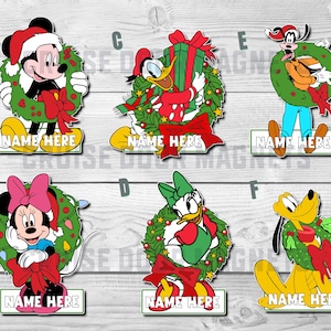 Disney Very Merrytime Cruise Door Magnet - Fab 6 Christmas Wreath Mickey and Friends Personalized, Stateroom Decorations, DCL Family Cruise
