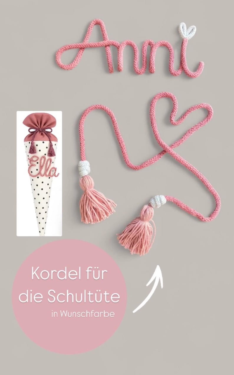 Lettering for the school cone / Lettering made of wool / Personalized lettering made of wire and wool / Candy cone image 4