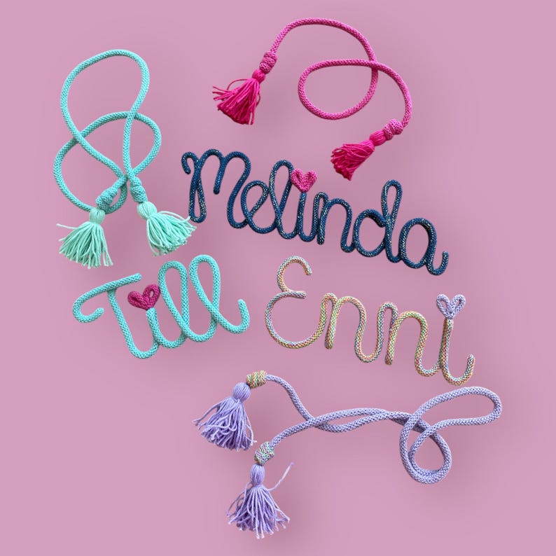 Lettering for the school cone / Lettering made of wool / Personalized lettering made of wire and wool / Candy cone image 7