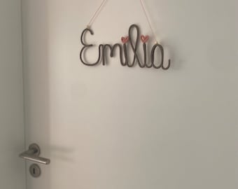 Name plate for children's room / lettering made of wool / personalized lettering made of wire and wool