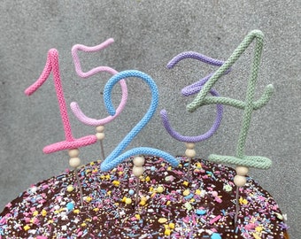 Strick Cake Topper, Geburtstagszahlen, Kuchenzahl, Zahl aus Draht & Wolle