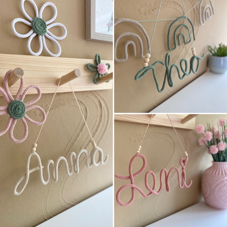 Name plate for children's room / lettering made of wool / personalized lettering made of wire and wool image 5