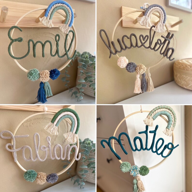 Macrame rainbow door wreath, name ring, door sign, personalized, christening gift, birthday gift, dream catcher, door wreath for children's room image 8
