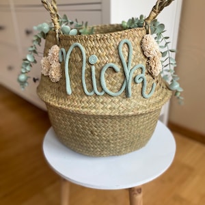 Personalisierter Aufbewahrungskorb, Seegras Korb, Familien Korb, Kinderzimmer Deko, personalisierte Geschenke