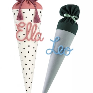 Schriftzug für die Schultüte  / Schriftzug aus Wolle / personalisierter Schriftzug aus Draht und Wolle / Zuckertüte