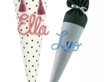 Lettering for the school cone / Lettering made of wool / Personalized lettering made of wire and wool / Candy cone