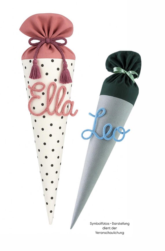 Schriftzug für die Schultüte  / Schriftzug aus Wolle / personalisierter Schriftzug aus Draht und Wolle / Zuckertüte
