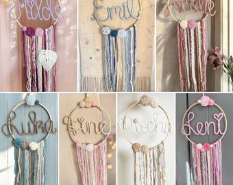 Acchiappasogni con nome, anello con nome, acchiappasogni, personalizzato, regali per neonati, regalo di battesimo, regalo di compleanno, cameretta, neonato