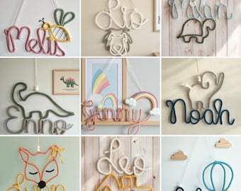 Belettering met gewenst cijfer, naamplaatje, deurbordje, geboortecadeau, doopcadeau, belettering van wol