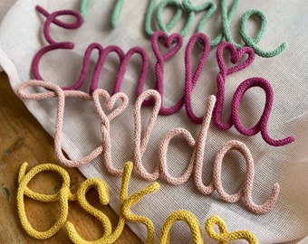 Name plate for children's room / lettering made of wool / personalized lettering made of wire and wool