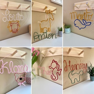 Lettering with desired figure, name plate, door sign, birth gift, christening gift, lettering made of wool