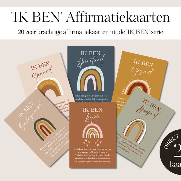 Krachtige IK BEN Affirmatiekaarten in Nederlands, digitaal kaartendeck met spirituele affirmatie kaarten, printable/download
