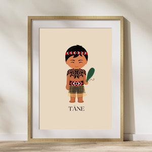 Maori Boy &quot;Tane&quot; Printable Digital Download, Indigenous Māori Art, NZ Wall Decor