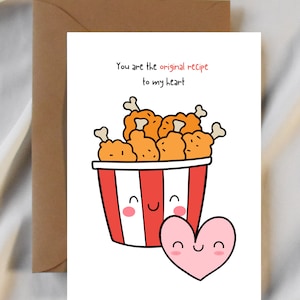 KFC Valentinstag Karte, Fried Huhn Liebeskarte, Süße Kawaii Karte, Originalrezept, Fried Huhn Eimer, Fast Food Karte, Kentucky Fried