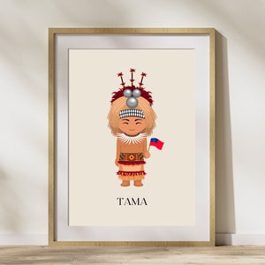 Samoan Boy Art Print &quot;Tama&quot;, Digital Download, Polynesian Child Portrait, Kids Room Decor