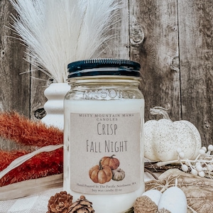 Autumn Scented Soy Candle: Wooden Wick, Rustic Farmhouse, 12 oz