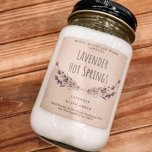 Lavender candle, Soy wax, Mason jar candle, wooden wick, long burning, Handmade Gift, Fall scented candle, Farmhouse candle, Rustic Handmade