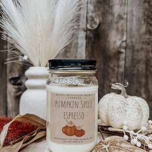 Pumpkin Spice Soy Candle: Hand-Poured Wooden Wick, Rustic Farmhouse