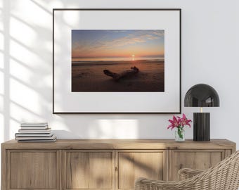 Impresión minimalista de madera flotante / Decoración de casa de playa, Póster de viaje costero, Arte mural para casa de playa, Fotografía costera, Obra de arte sin marco