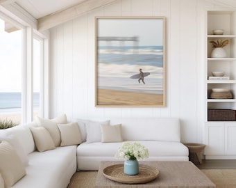 Impresión fotográfica de surfista oceánico / Arte mural de surf costero, decoración de estilo de vida playero, póster de viaje costero, foto de viaje de vida costera