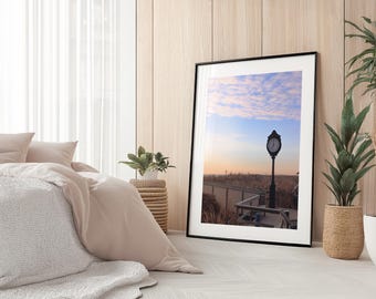 Impresión de reloj de Bethany Beach, arte mural costero de Delaware, póster con foto de reloj, impresión de viaje de Bethany Beach