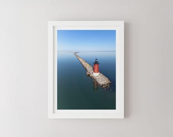 Arte mural del faro de Delaware / Decoración playera para el hogar, Póster de viaje a Lewes, Impresión fotográfica del faro del East End, Obra de arte costera de Delaware