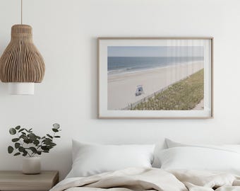 Impresión artística de puesto de salvavidas en el océano / Póster de viaje costero, decoración de casa de playa, arte mural náutico, fotografía sin marco