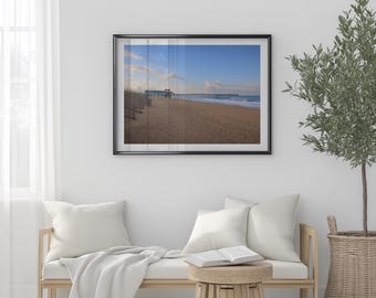 Póster de viaje de Kill Devil Hills / Decoración del hogar de Outer Banks, Arte mural de la costa de Carolina del Norte, Impresión fotográfica del muelle de Avalon, Obra de arte para casa de vacaciones