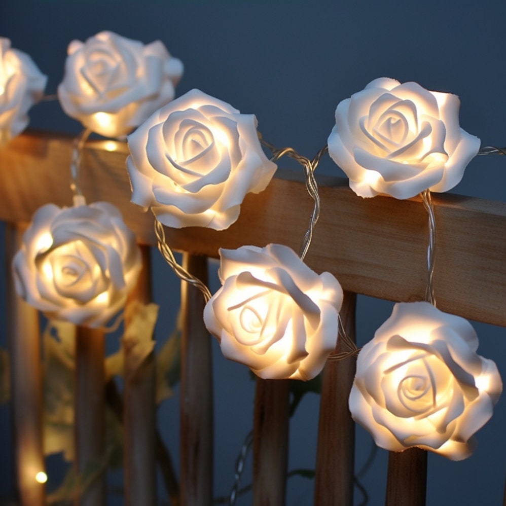 2 Pack Rose Vine Fairy String Lights - 60 LED Battery Powered Flower Garland Lights | Wedding, Party, Room Decor