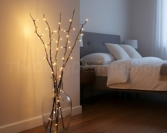 LED Willow Twig Lights – 5 Lighted Branches, 86cm Warm White Decor for Centerpieces & Mantles