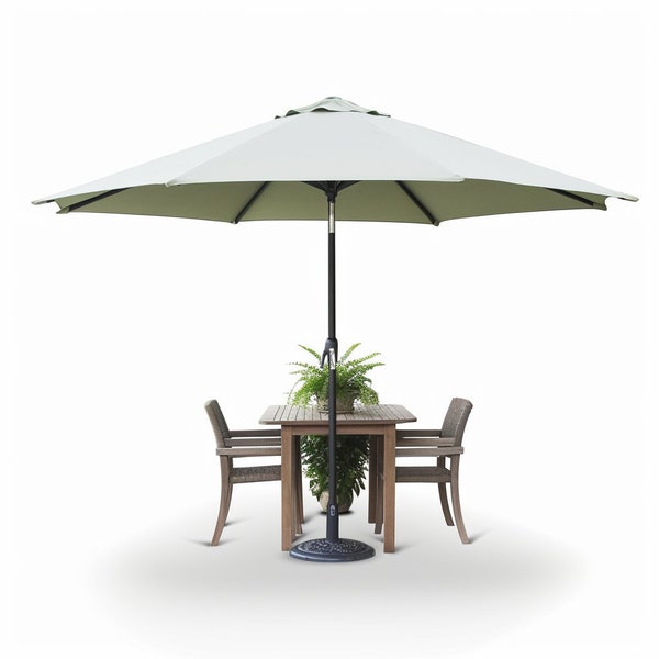 Outdoor Patio Umbrella Sun Shade Round Garden Parasol: 2.7M UV50 With Crank Tilt - UK