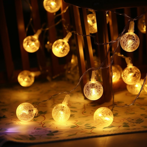 Mystical Retro Ball LED Solar Fairy Lights - Outdoor Party String Lights for Patio and Garden 8 meters (60 Lights)