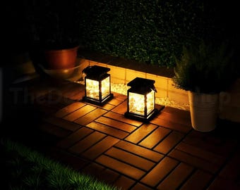 Set of 2 - Firefly Hanging Lanterns Solar-Powered String Light Lanterns – Waterproof, Warm LED Light, Outdoor Decorative Lights for Garden.