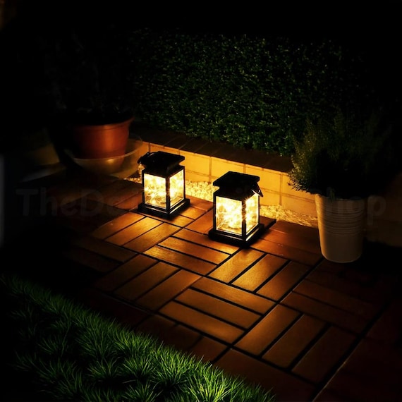 Aazon.co: 4 Pack Solar Outdoor Boho Lanterns Hanging Dragonfly Lantern Waterproof Garden Light