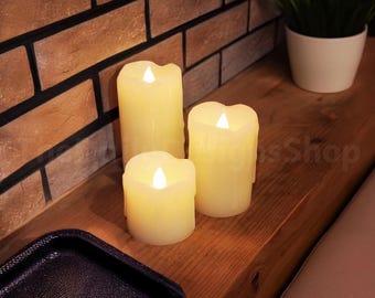 Flickering Flameless Candles: Real Wax LED Pillar Set