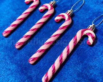 6x Pink & White Candy Cane Ornaments – 12cm Hanging Christmas Tree Décor