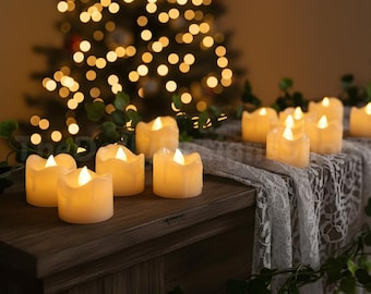 LED Flameless Tealight Candles – Realistic Wax Drip, Cozy Home Decor