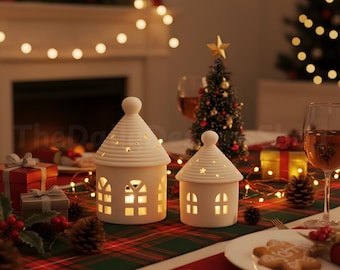LED Ceramic Christmas House – Light Up Winter Village Decor
