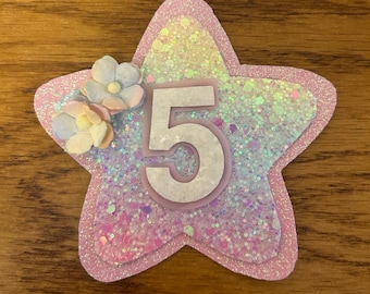 Glitter birthday badge, glitter rainbow badge, birthday accessories, toddler birthday glitter badge.